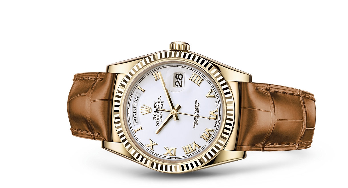 Rolex 118138-0117 : Day-Date 36 Yellow Gold / Strap / White Roman