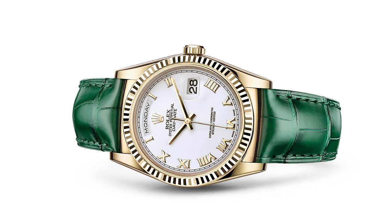 Rolex 118138-0136 : Day-Date 36 Yellow Gold / Strap / White Roman