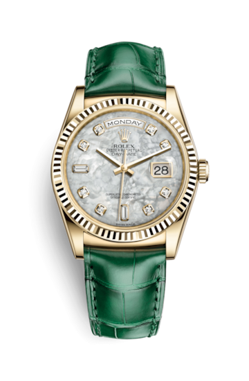 Rolex 118138-0143. : Day-Date 36 Yellow Gold / Strap / MOP Diamonds