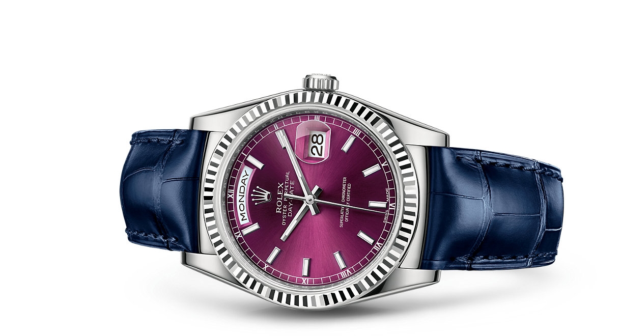 Rolex 118139-0060 : Day-Date 36 White Gold / Strap / Cherry