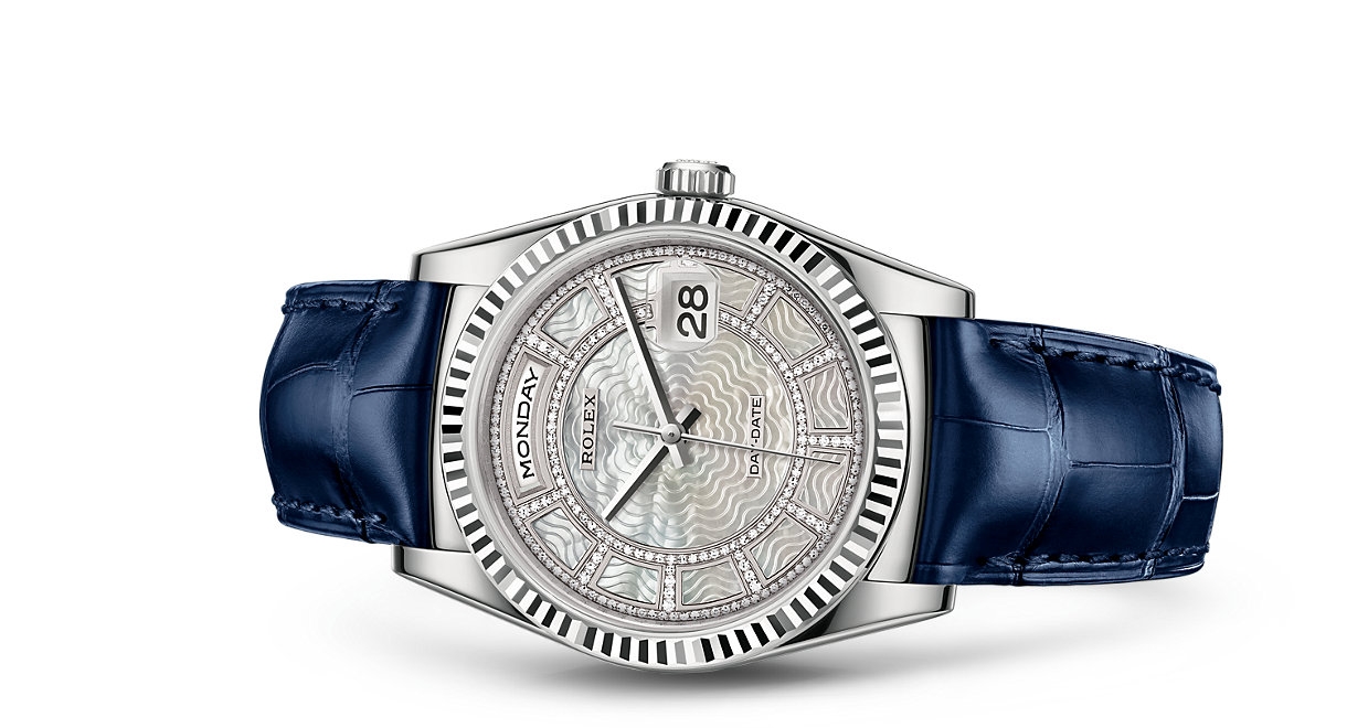 Rolex 118139-0077 : Day-Date 36 White Gold / Strap / MOP Carousel