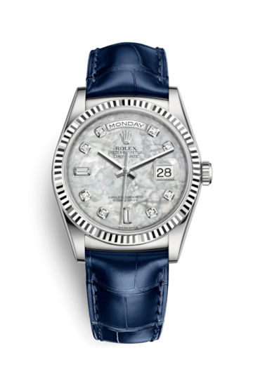 Rolex 118139-0090 : Day-Date 36 White Gold / Strap / MOP