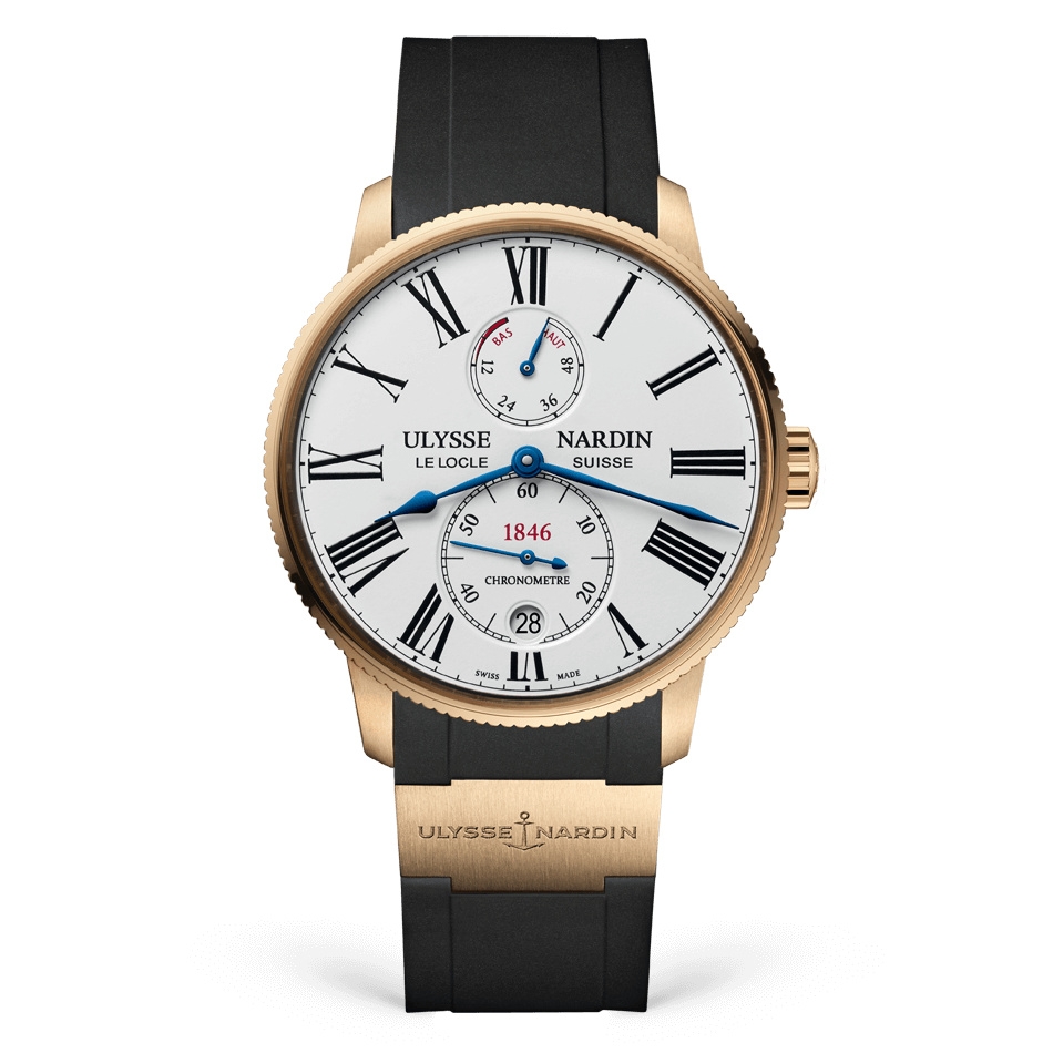 Ulysse Nardin 1182-310-3/40 : Marine Torpilleur Rose Gold / White / Rubber