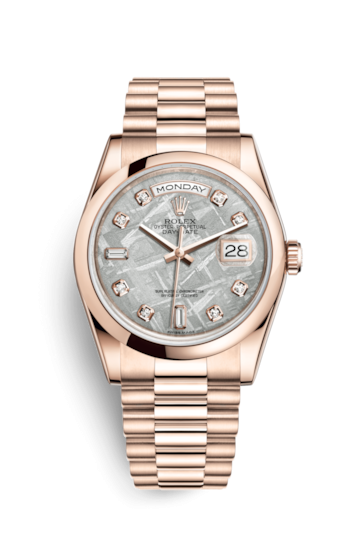 Rolex 118205f-0020 : Day-Date 36 Everose Domed / President / Meteorite