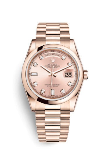 Rolex 118205f-0023 : Day-Date 36 Everose Domed / President / Pink Diamond