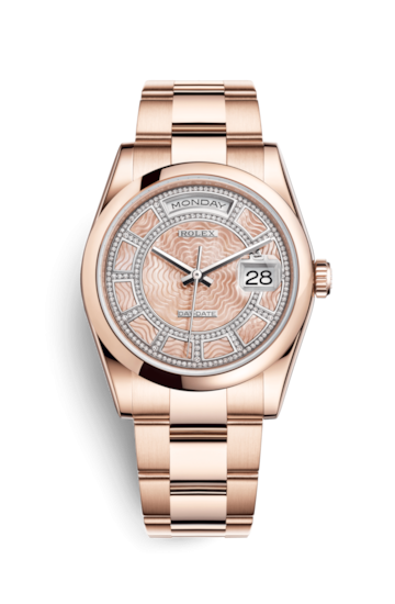 Rolex 118205f-0116 : Day-Date 36 Everose Domed / President / Pink MOP Carousel