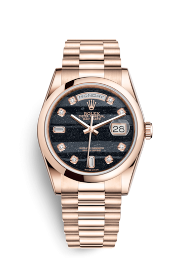 Rolex 118205f-0117 : Day-Date 36 Everose Domed / President / Ferrite
