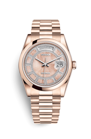 Rolex 118205f-0119 : Day-Date 36 Everose Domed / Oyster / Pink MOP Carousel