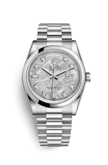 Rolex 118206-0120 : Day-Date 36 Platinum Domed / President / Meteorite