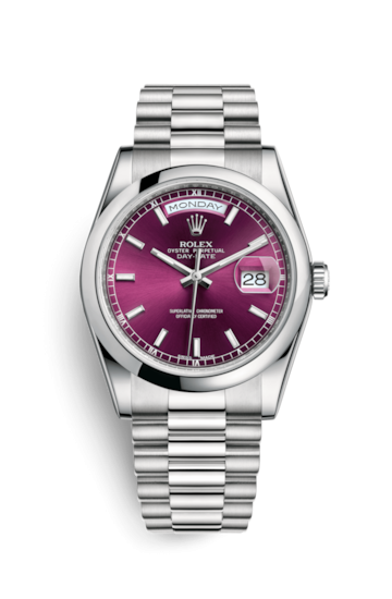 Rolex 118206-0121 : Day-Date 36 Platinum Domed / President / Cherry