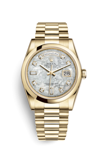 Rolex 118208-0061 : Day-Date 36 Yellow Gold Domed President Mother of Pearl Diamonds