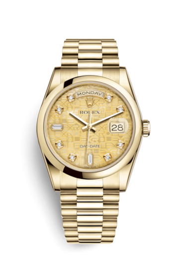 Rolex 118208-0109 : Day-Date 36 Yellow Gold Domed / President / Champagne MOP Computer