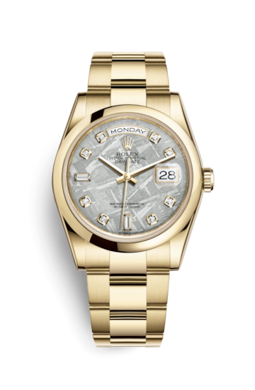 Rolex 118208-0134 : Day-Date 36 Yellow Gold Domed / Oyster / Meteorite