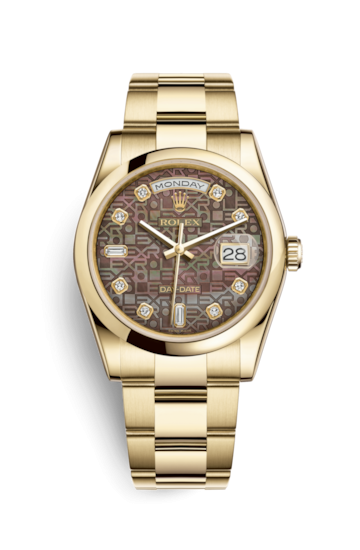 Rolex 118208-0139 : Day-Date 36 Yellow Gold Domed / Oyster / Black MOP Computer