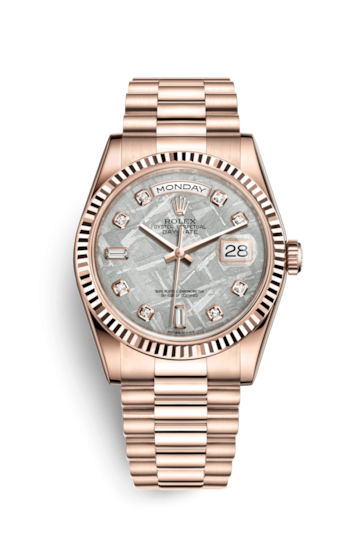 Rolex 118235f-0026 : Day-Date 36 Everose Fluted / President / Meteorite