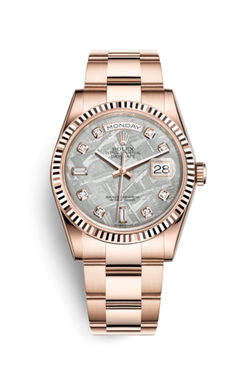 Rolex 118235f-0055 : Day-Date 36 Everose Fluted / President / Meteorite Diamonds