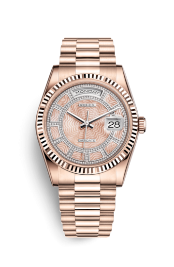 Rolex 118235f-0109 : Day-Date 36 Everose Fluted / President / Pink MOP Carousel