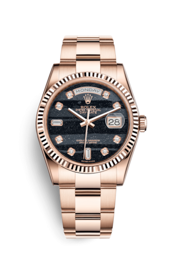 Rolex 118235f-0111 : Day-Date 36 Everose Fluted / Oyster / Ferrite