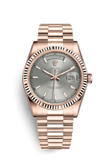 Rolex 118235f-0120 : Day-Date 36 Everose Fluted / President / Rhodium