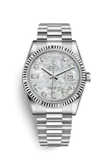 Rolex 118239-0080 : Day-Date 36 White Gold Fluted / President / MOP