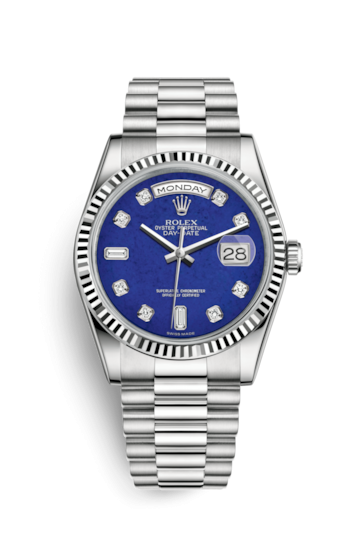 Rolex 118239-0276 : Day-Date 36 White Gold Fluted / President / Lapis Lazuli