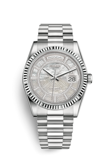 Rolex 118239-0278 : Day-Date 36 White Gold / President / MOP Carousel