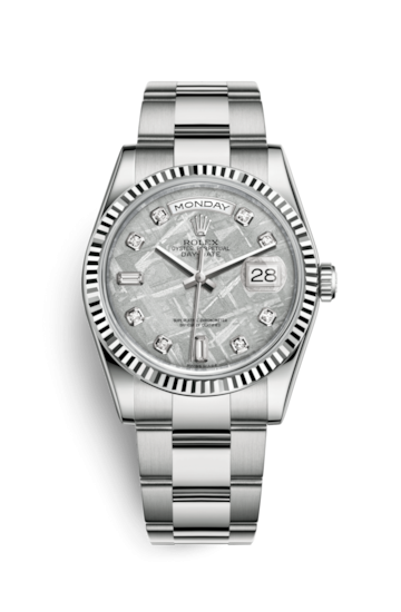 Rolex 118239-0295 : Day-Date 36 White Gold Fluted / Oyster / Meteorite