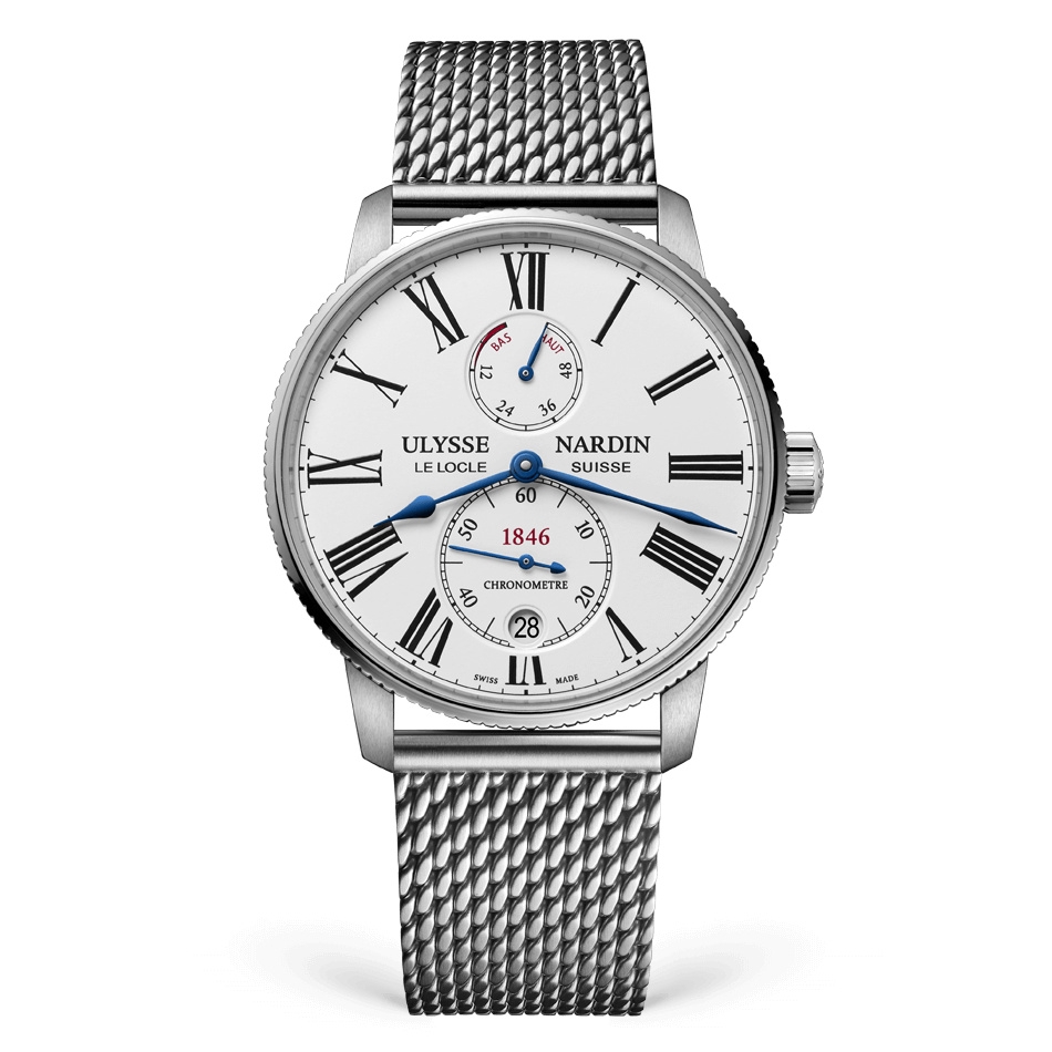 Ulysse Nardin 1183-310-7MIL/40 : Marine Torpilleur Stainless Steel / White / Mesh
