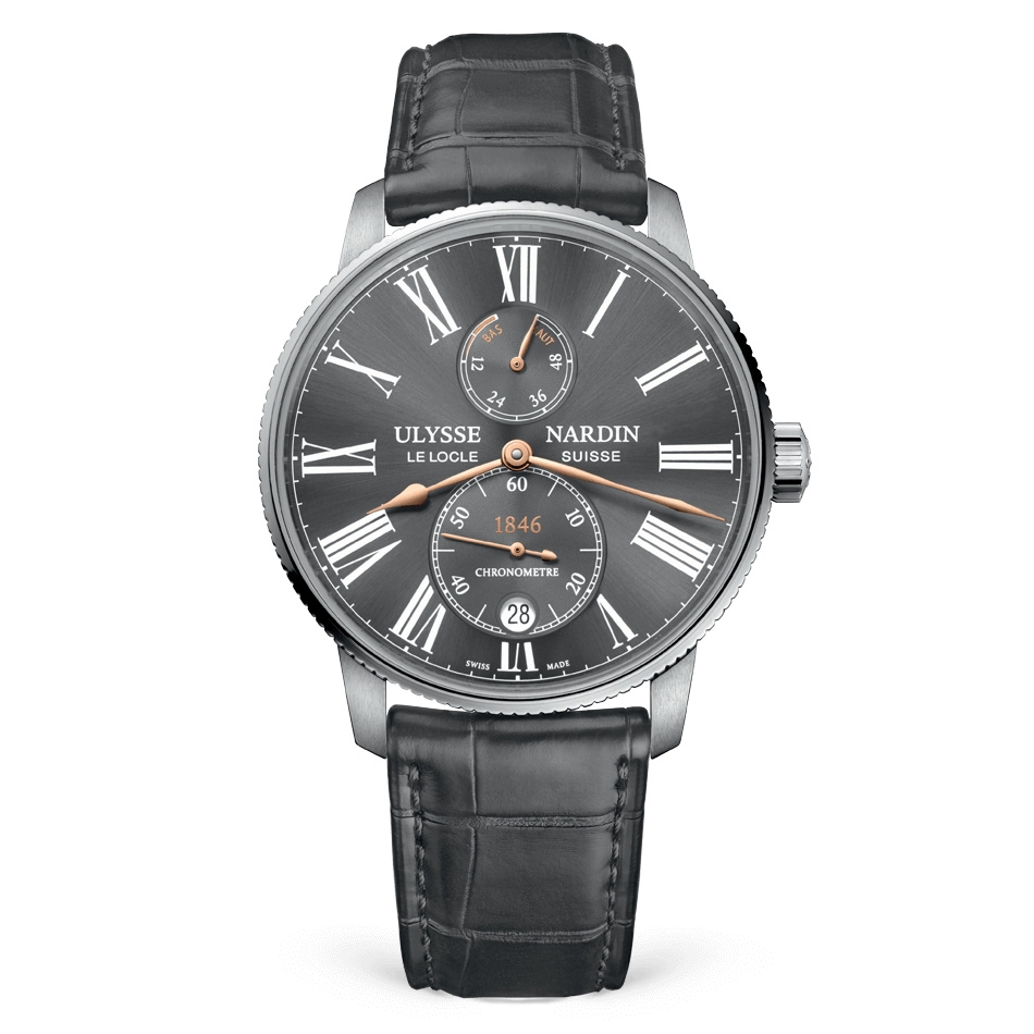 Ulysse Nardin 1183-310/42-BQ : Marine Torpilleur Stainless Steel / Grey / Alligator