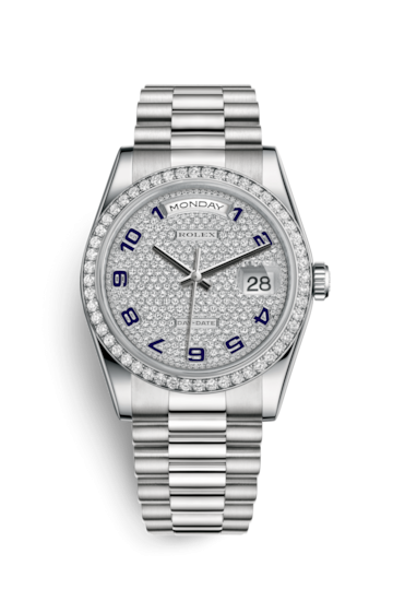 Rolex 118346-0036 : Day-Date 36 Platinum Diamonds / President / Paved