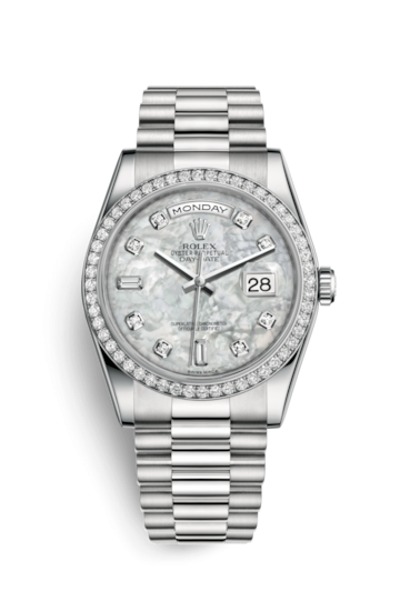 Rolex 118346-0038 : Day-Date 36 Platinum Diamonds / President / MOP