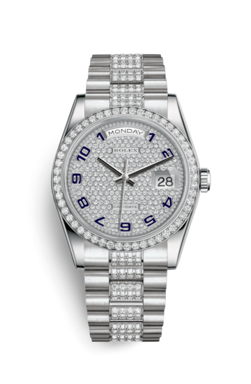 Rolex 118346-0059 : Day-Date 36 Platinum Diamonds / President Diamond / Paved