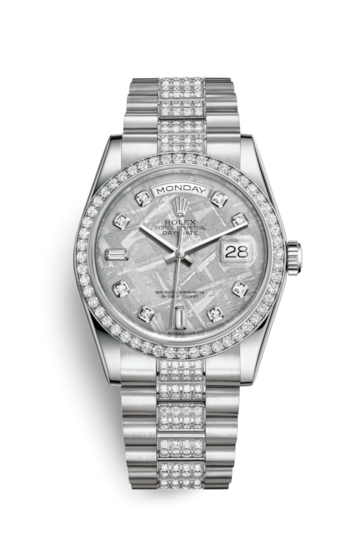 Rolex 118346-0092 : Day-Date 36 Platinum Diamonds / President Diamonds / Ice Blue Diamond