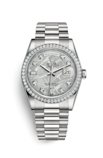 Rolex 118346-0093 : Day-Date 36 Platinum Diamonds / President / Meteorite