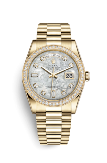 Rolex 118348-0027 : Day-Date 36 Yellow Gold Diamonds / President / MOP