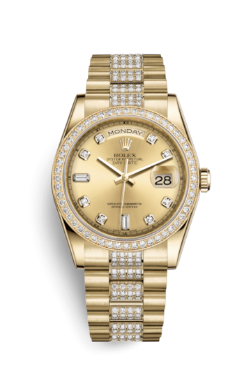 Rolex 118348-0029 : Day-Date 36 Yellow Gold Diamonds / President Diamond / Black Diamond