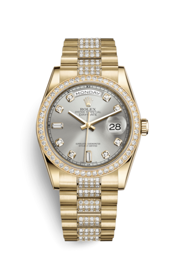 Rolex 118348-0039 : Day-Date 36 Yellow Gold Diamonds / President Diamond / Silver Diamond