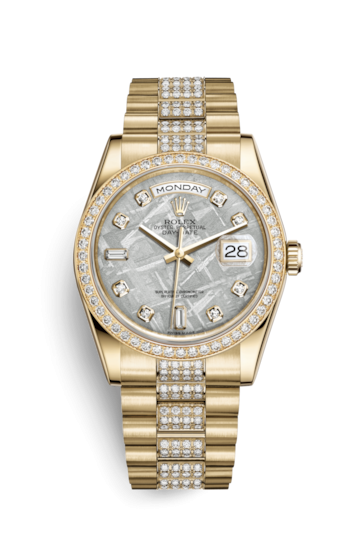 Rolex 118348-0047 : Day-Date 36 Yellow Gold Diamonds / President Diamonds / Meteorite