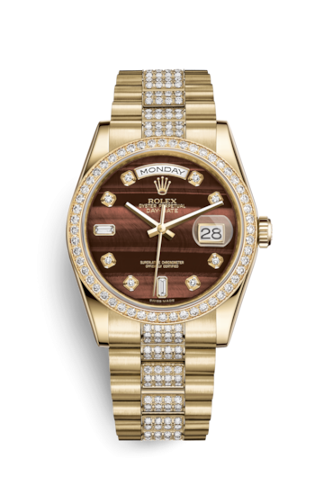 Rolex 118348-0155 : Day-Date 36 Yellow Gold Diamonds / President Diamonds / Bull's Eye