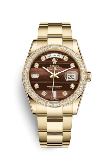 Rolex 118348-0162 : Day-Date 36 Yellow Gold Diamonds / Oyster / Bull's Eye