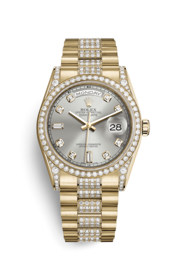 Rolex 118388-0008 : Day-Date 36 Yellow Gold Diamonds / President Diamonds / Silver Diamond