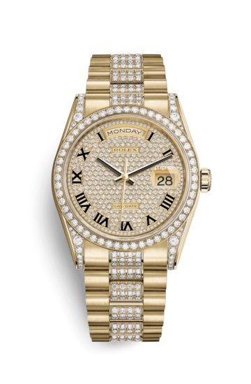 Rolex 118388-0025 : Day-Date 36 Yellow Gold Diamonds / President Diamonds / Paved