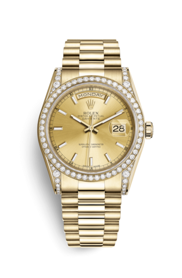 Rolex 118388-0046 : Day-Date 36 Yellow Gold Diamonds / President  / Champagne Diamond