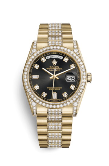 Rolex 118388-0079 : Day-Date 36 Yellow Gold Diamonds / President Diamonds / Black Diamond
