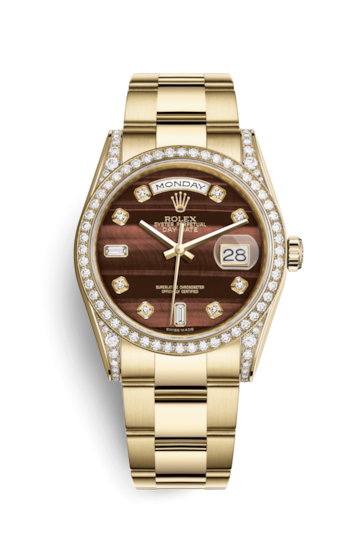 Rolex 118388-0135 : Day-Date 36 Yellow Gold Diamonds / Oyster / Bull's Eye