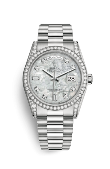 Rolex 118389-0012 : Day-Date 36 White Gold Diamonds / President  / MOP