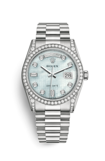 Rolex 118389-0084 : Day-Date 36 White Gold Diamond / President / Oxford MOP