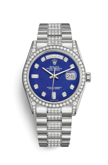 Rolex 118389-0093 : Day-Date 36 White Gold Diamonds / President Diamond / Lapis