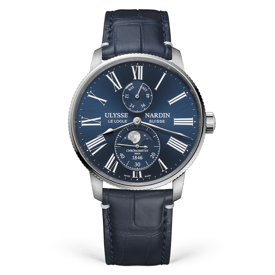 Ulysse Nardin 1193-310LE-3A-175/1A : Marine Torpilleur Moonphase Stainless Steel / Blue / Alligator