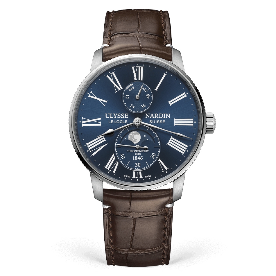 Ulysse Nardin 1193-310LE-3A-175/1B : Marine Torpilleur Moonphase Stainless Steel / Blue / Alligator
